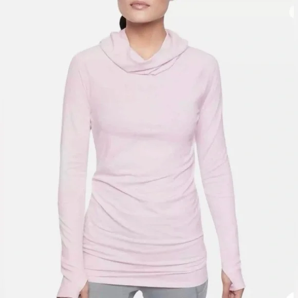 ATHLETA Essence Hooded Tunic Top Shirt Simply Lilac Pink UPF 50+ Cowl Neck Long - Picture 12 of 13